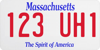 MA license plate 123UH1