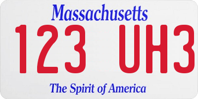 MA license plate 123UH3