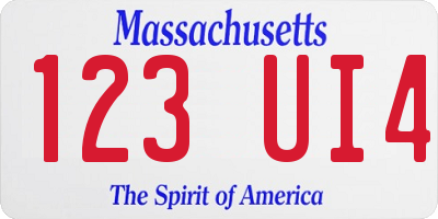 MA license plate 123UI4