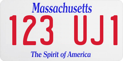 MA license plate 123UJ1