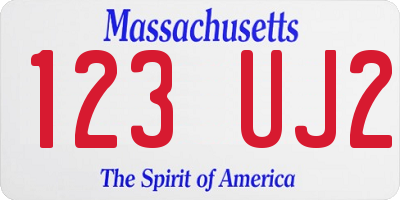MA license plate 123UJ2