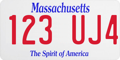 MA license plate 123UJ4