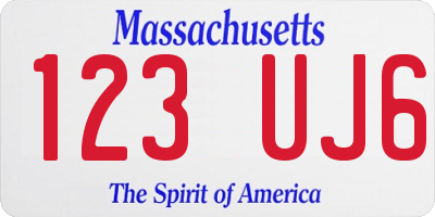 MA license plate 123UJ6
