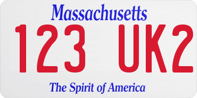 MA license plate 123UK2