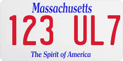 MA license plate 123UL7