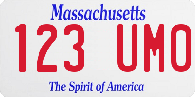 MA license plate 123UM0
