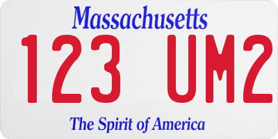 MA license plate 123UM2