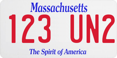 MA license plate 123UN2