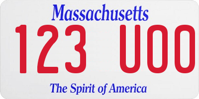 MA license plate 123UO0