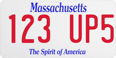 MA license plate 123UP5