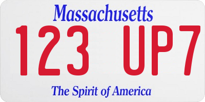 MA license plate 123UP7