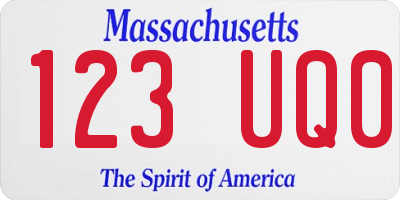 MA license plate 123UQ0