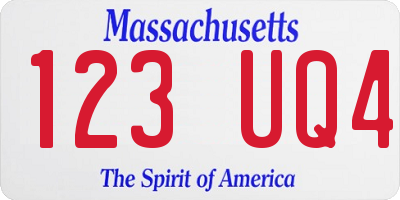 MA license plate 123UQ4