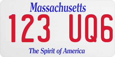 MA license plate 123UQ6