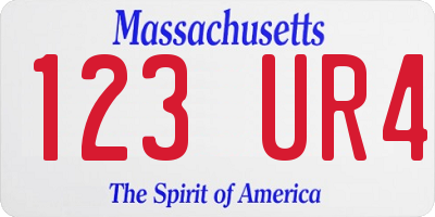 MA license plate 123UR4