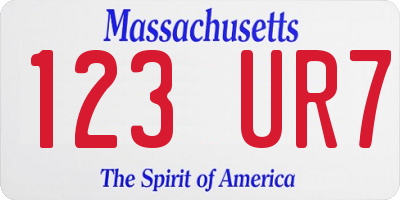 MA license plate 123UR7