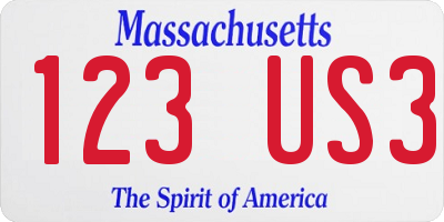 MA license plate 123US3