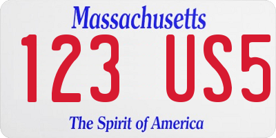 MA license plate 123US5