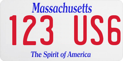 MA license plate 123US6