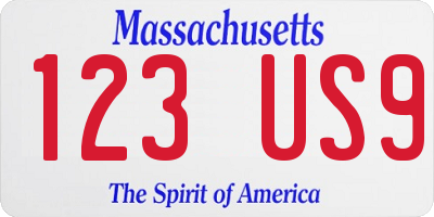 MA license plate 123US9