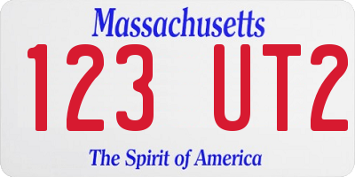 MA license plate 123UT2