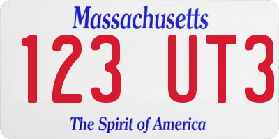 MA license plate 123UT3