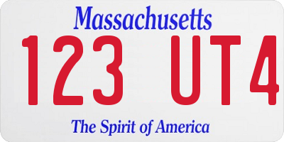 MA license plate 123UT4
