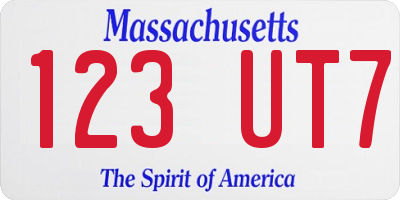MA license plate 123UT7