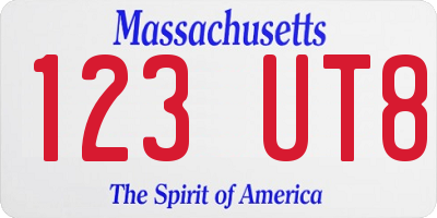MA license plate 123UT8