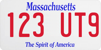 MA license plate 123UT9