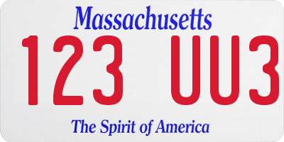 MA license plate 123UU3