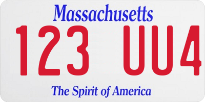 MA license plate 123UU4