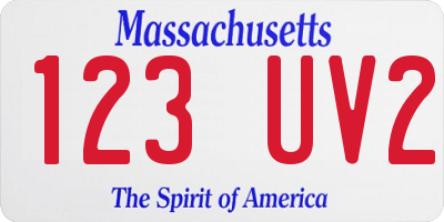 MA license plate 123UV2