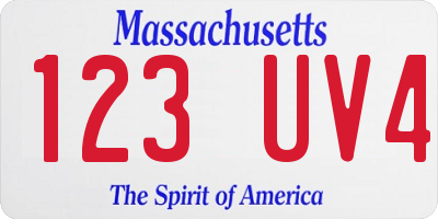 MA license plate 123UV4