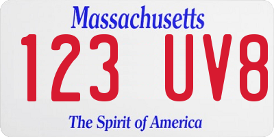 MA license plate 123UV8