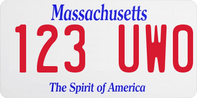 MA license plate 123UW0