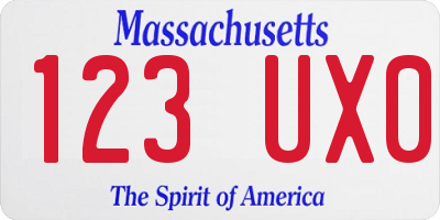 MA license plate 123UX0