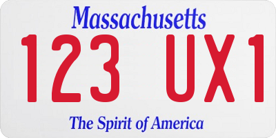 MA license plate 123UX1