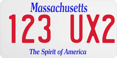 MA license plate 123UX2