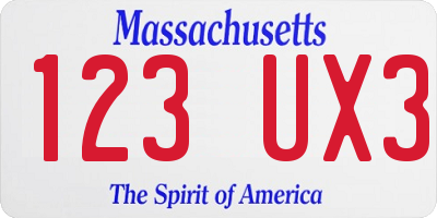 MA license plate 123UX3