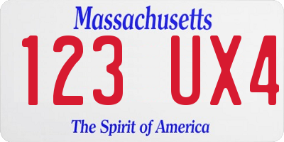 MA license plate 123UX4