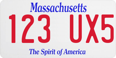 MA license plate 123UX5