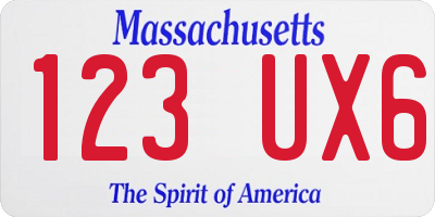 MA license plate 123UX6