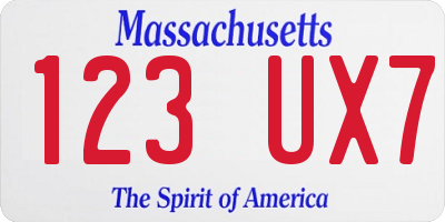 MA license plate 123UX7