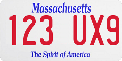 MA license plate 123UX9