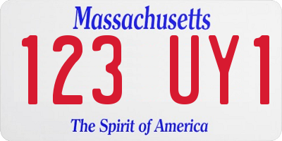 MA license plate 123UY1