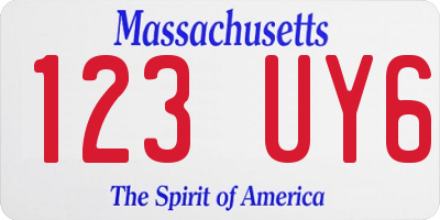 MA license plate 123UY6