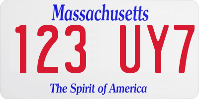 MA license plate 123UY7