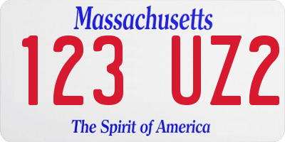 MA license plate 123UZ2