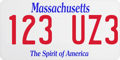 MA license plate 123UZ3